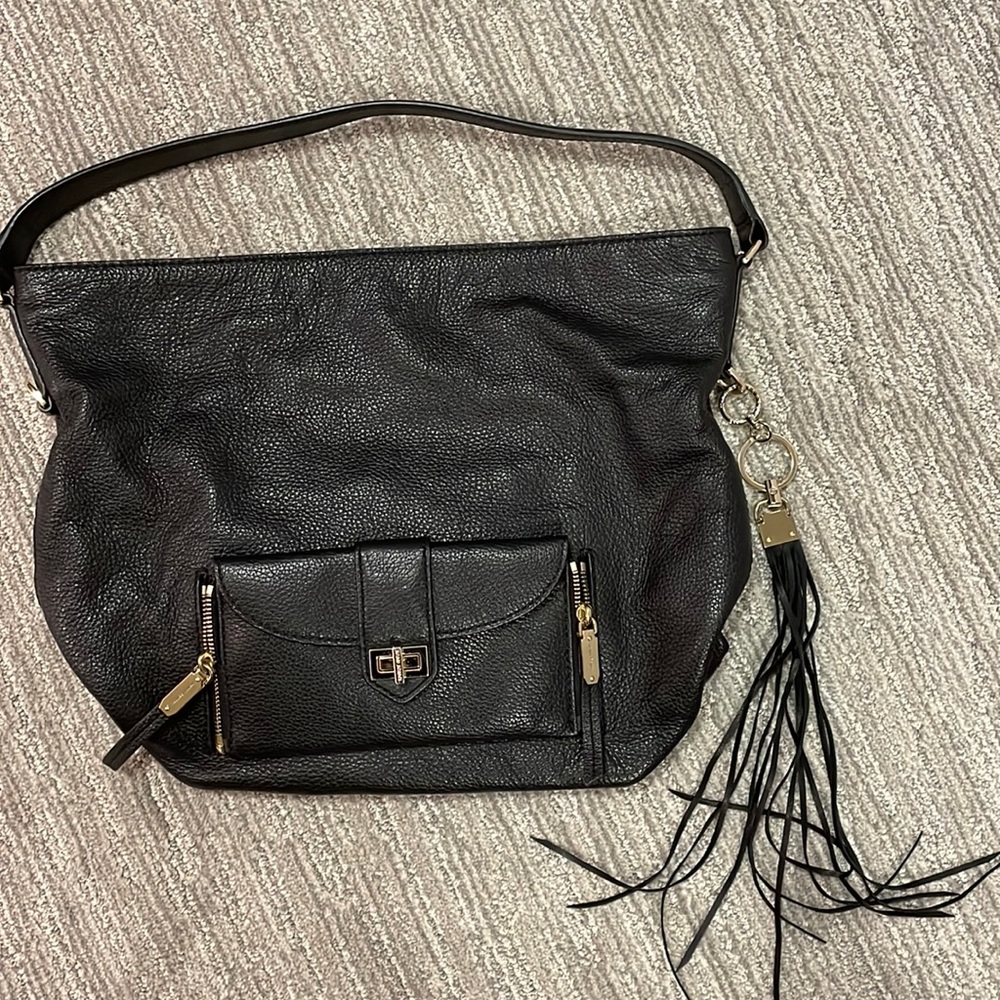 Black leather 2 in 1 bag